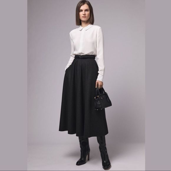 Ralph Lauren Skirts Ralph Lauren Wool Midi Skirt With Belt Loops In